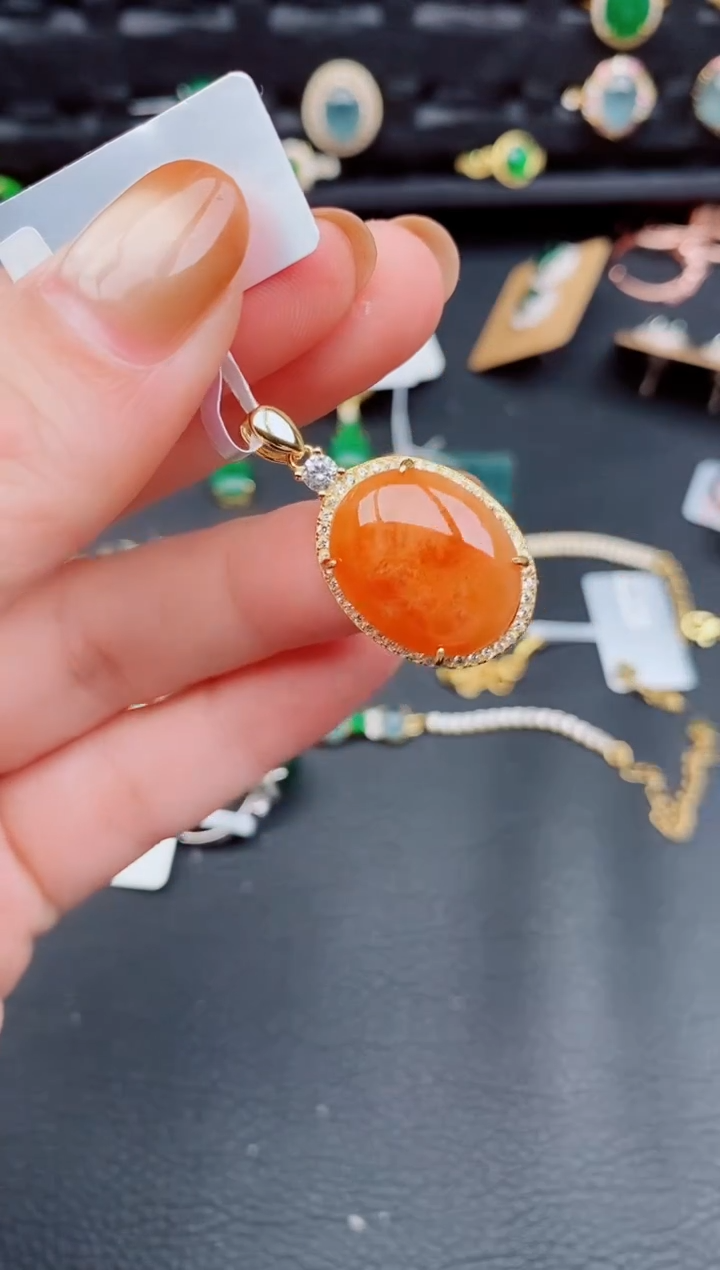 【闪购商品】翡翠颈饰银S925镶嵌天然a货翡翠639