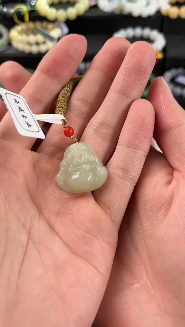 【闪购商品】和田玉挂件未镶嵌且末青白佛公挂件微色差