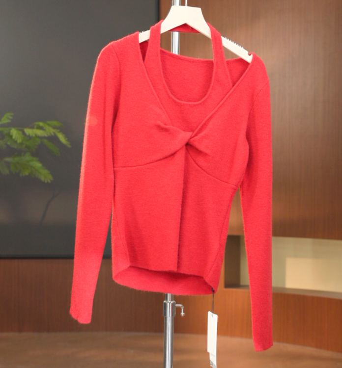 805-6821红秋冬常规款修身型百搭气质秋季毛针织女装