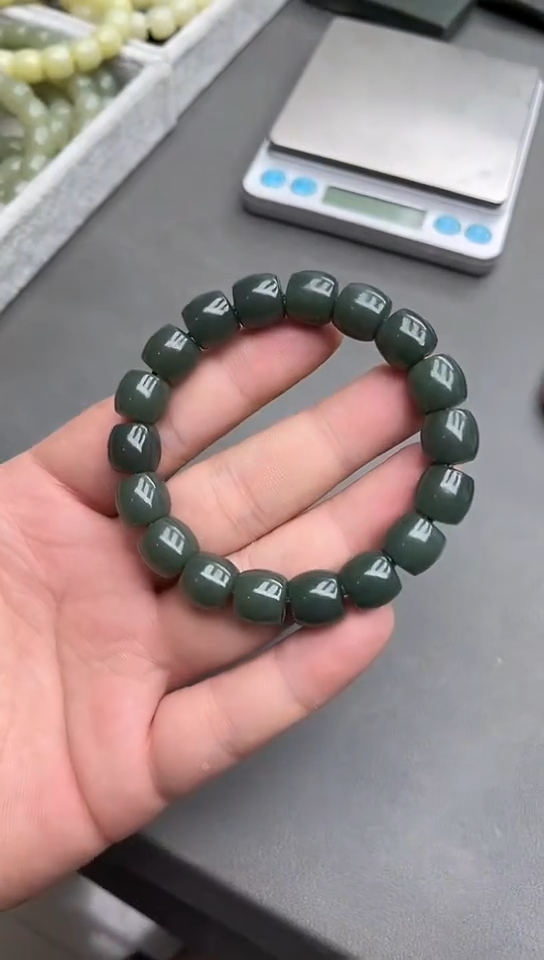 手串未镶嵌和田玉纯天然新疆且末孔雀蓝12