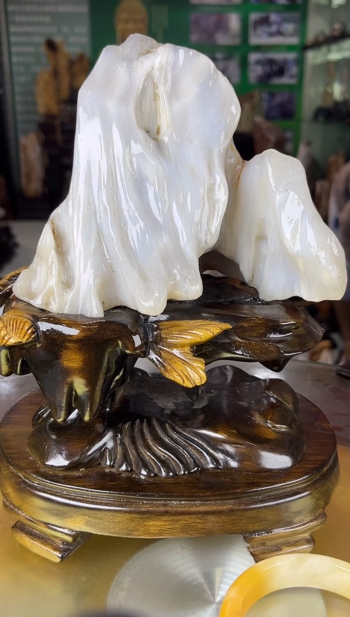 缅甸天然树化玉摆件