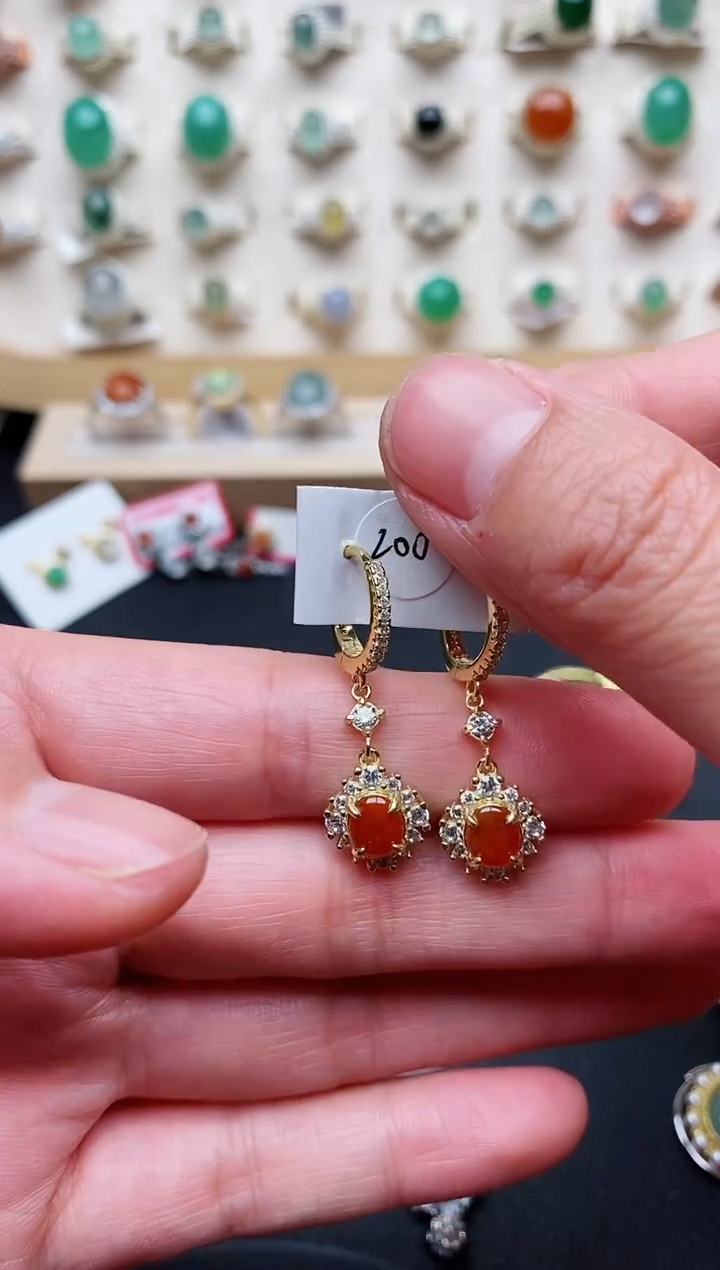 【闪购商品】翡翠耳饰银S925镶嵌天然翡翠333   4+