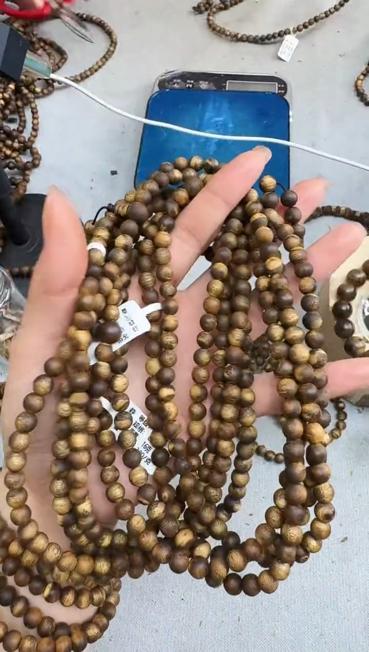 沉香手串0716白棋圆珠多圈多样性发一
