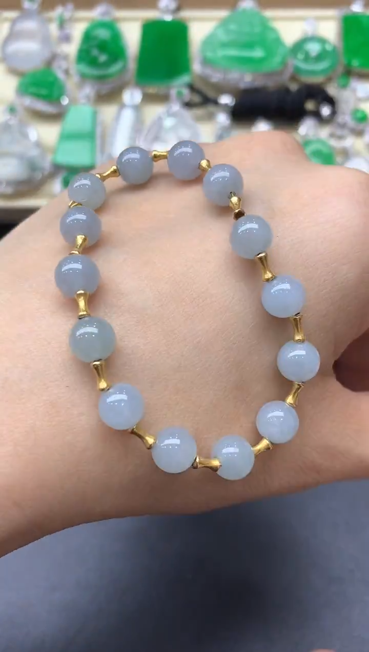 18K金镶嵌手链翡翠100-中国好珍宝