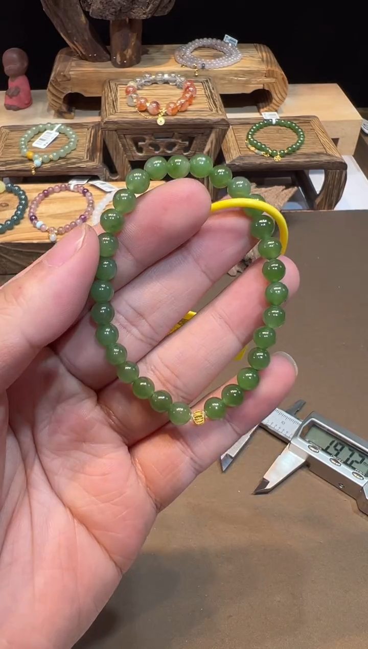 手链18K金镶嵌和田玉手饰@@A4622