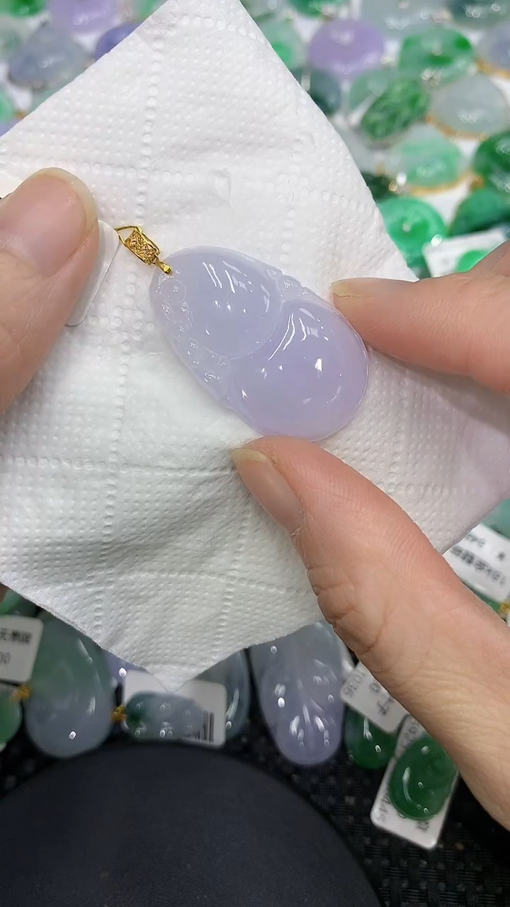 颈饰18K金镶嵌翡翠a货支持复检百元以上9元证书费自理