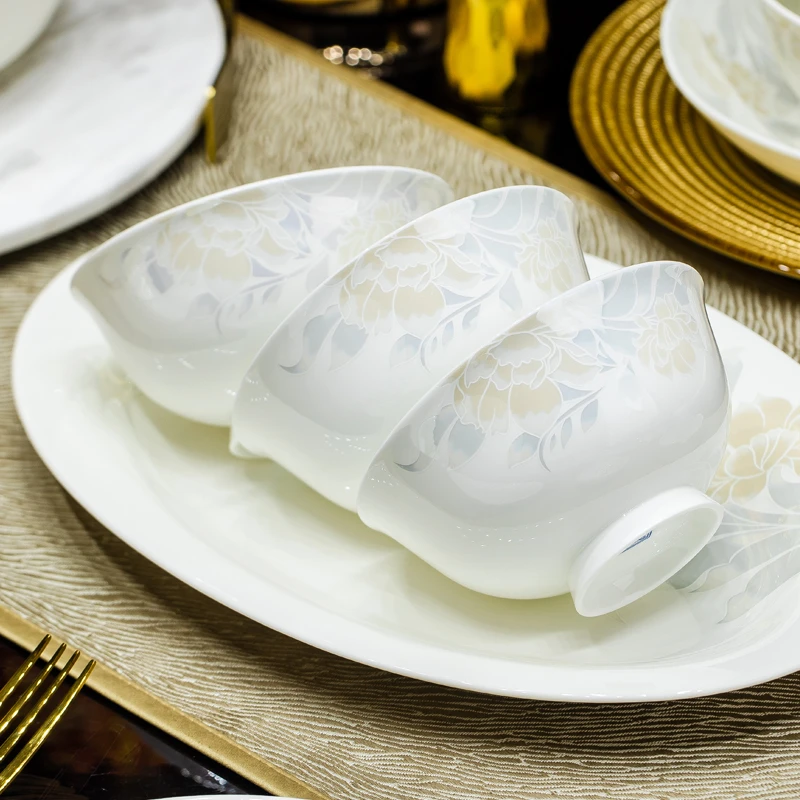 【工厂直发】W清雅名媛4.5英寸碗10个家用高颜值饭碗面碗高脚碗