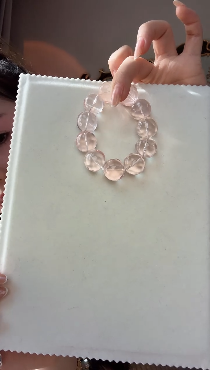 【闪购商品】水晶手链未镶嵌粉水晶菠萝纹手串18+