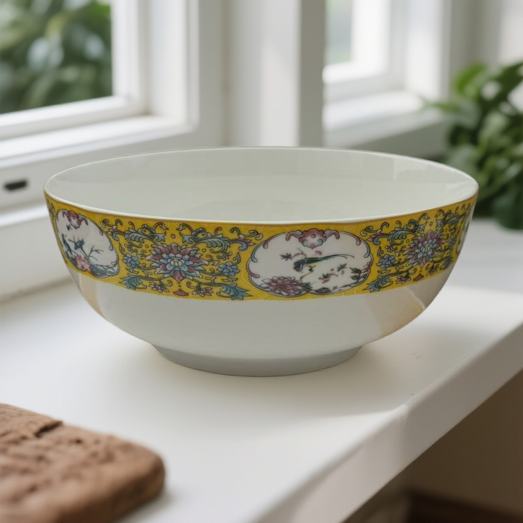 景德镇陶瓷口径20高度9珐琅彩8英寸大汤碗231