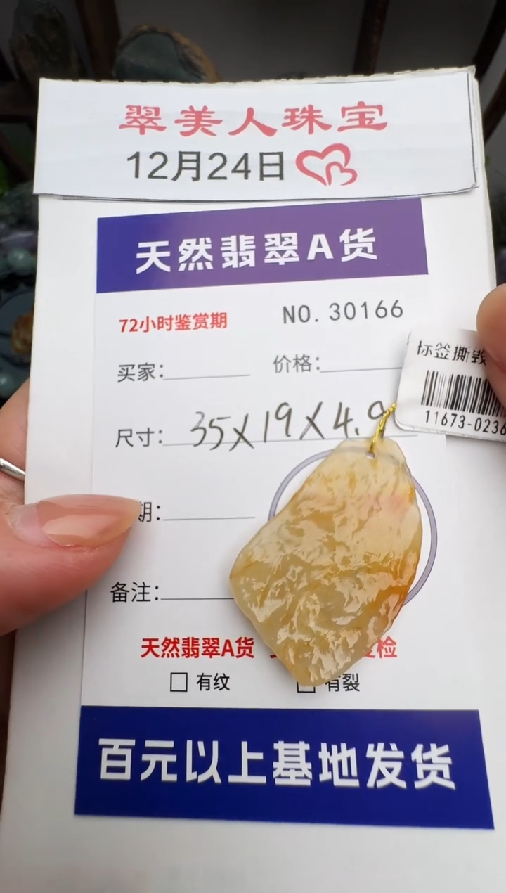 颈饰未镶嵌翡翠原石30166