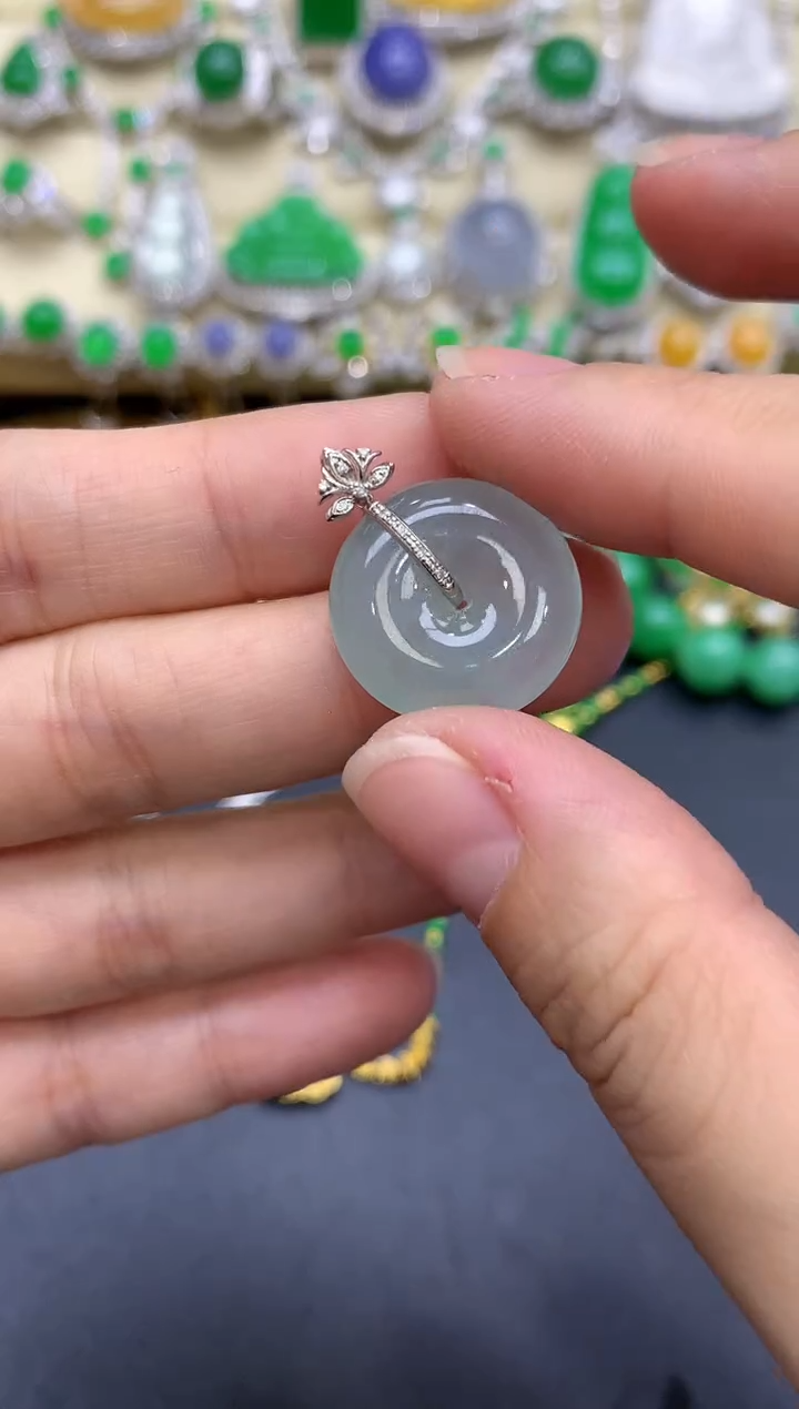 颈饰18K金镶嵌翡翠178-中国好珍宝