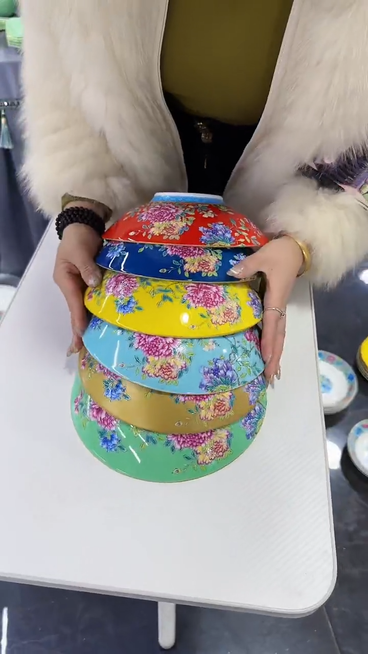 【闪购商品】瓷片景德镇元宝盘6个混色 