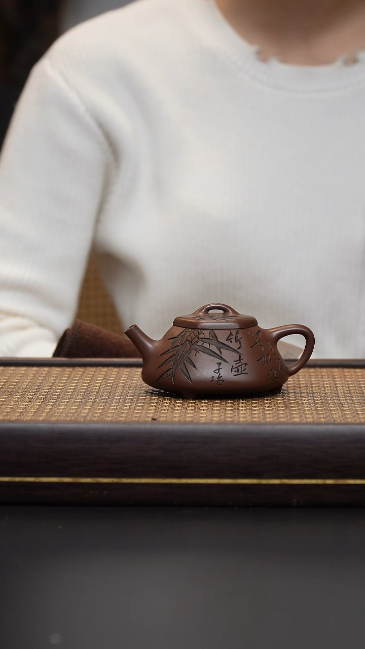 茶壶紫砂紫砂 冰窖底槽清 六方石瓢