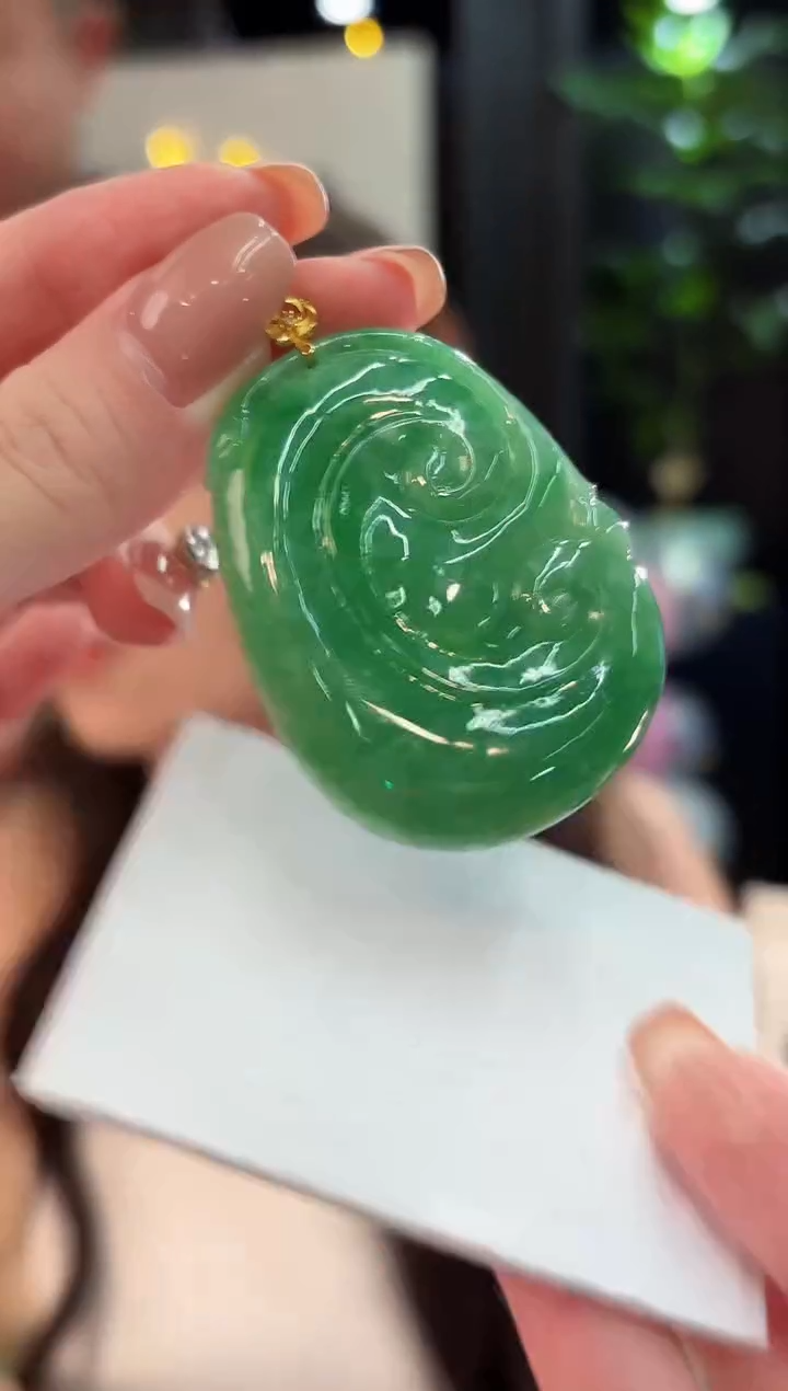 吊坠(不含链)18K金镶嵌翡翠  缅甸A货/支持复检/一件