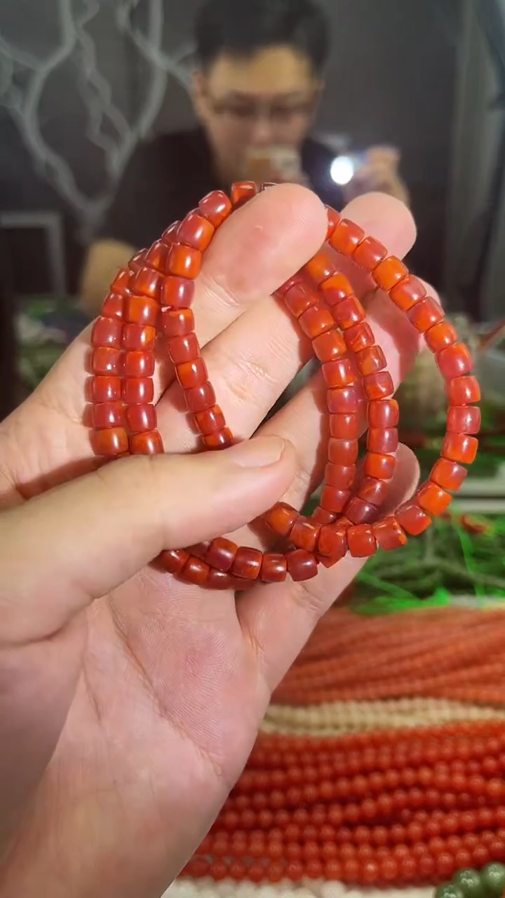 【闪购商品】南红玛瑙手链未镶嵌南红玛瑙牛血红手串