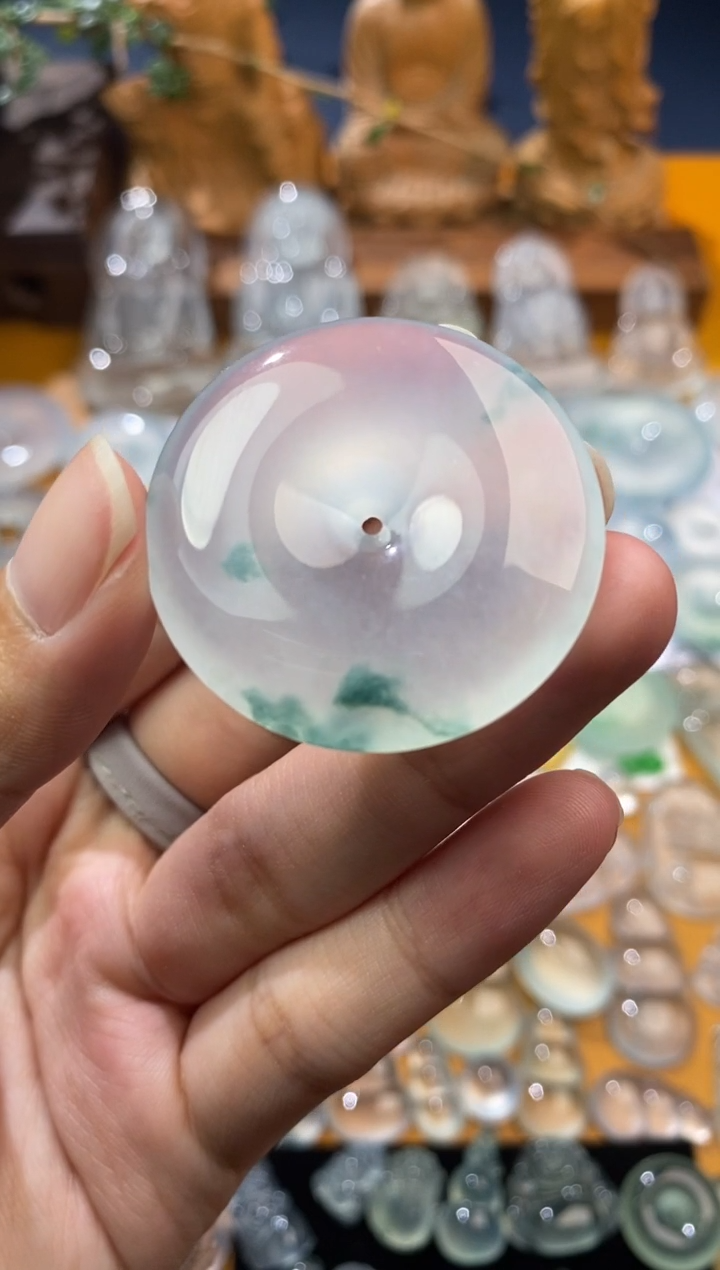 【闪购商品】定制翡翠未镶嵌平安扣36.3*6.9