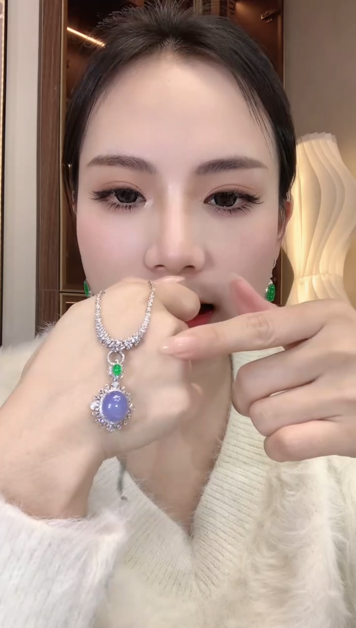 【闪购商品】翡翠吊坠(不含链)18K金镶嵌D36 紫货有一定色差