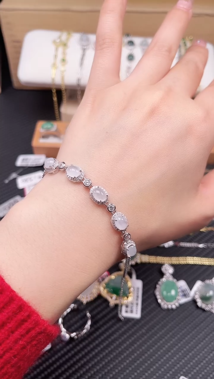 【闪购商品】翡翠手链银S925镶嵌手链1