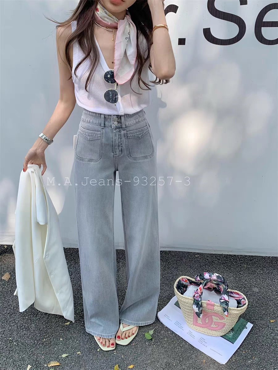 【四面弹】MA家Boyiyiyi25年剪标窄版直筒牛仔裤显瘦长裤女93257-3
