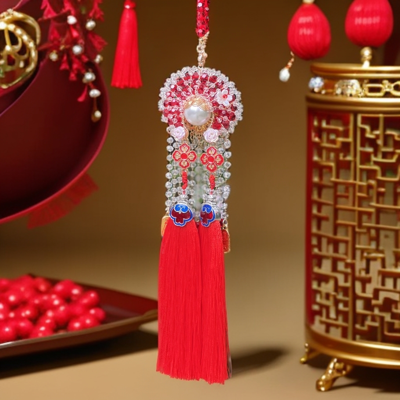 车内国风刀马旦吉祥手工挂件汽车挂件原创手工创意挂件（成品）