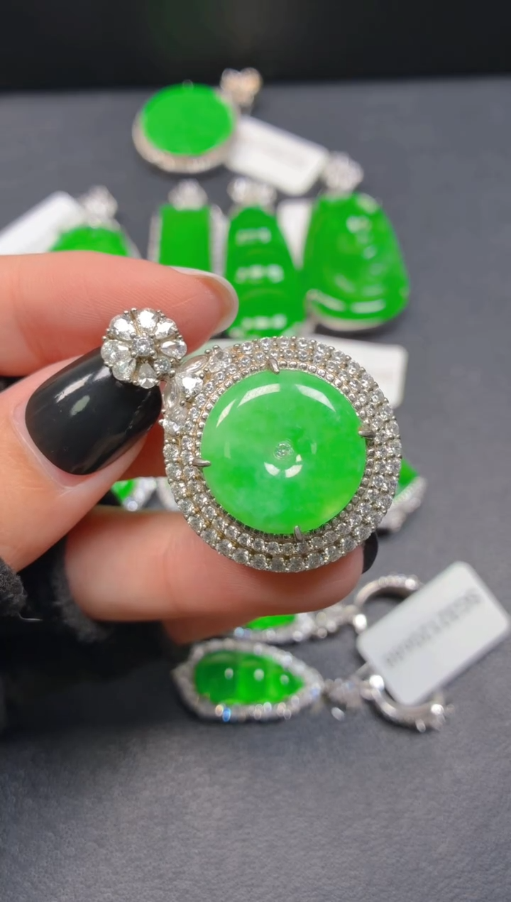 吊坠(不含链)银S925镶嵌翡翠000