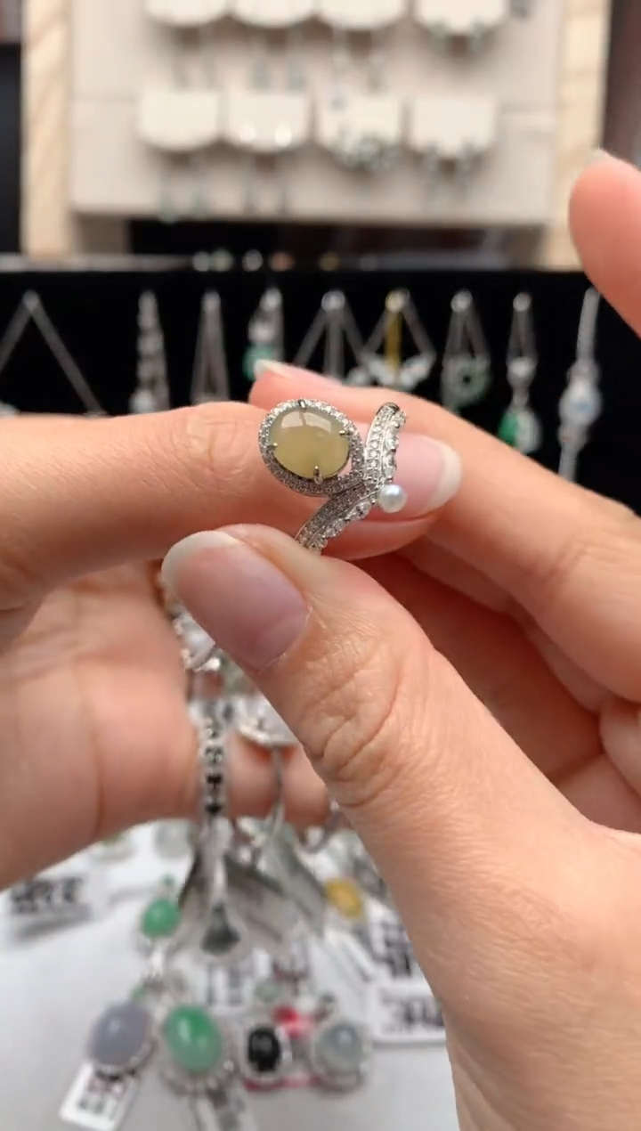 【闪购商品】翡翠戒指银S925镶嵌3号