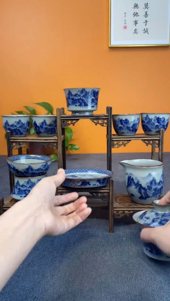 陶瓷景德镇釉下青花八件套＋壶