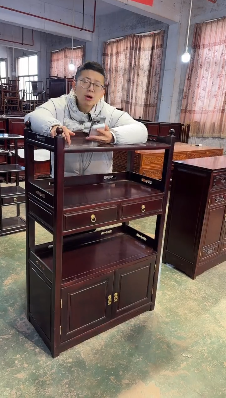 黑酸枝木类成套家具定制茶水柜