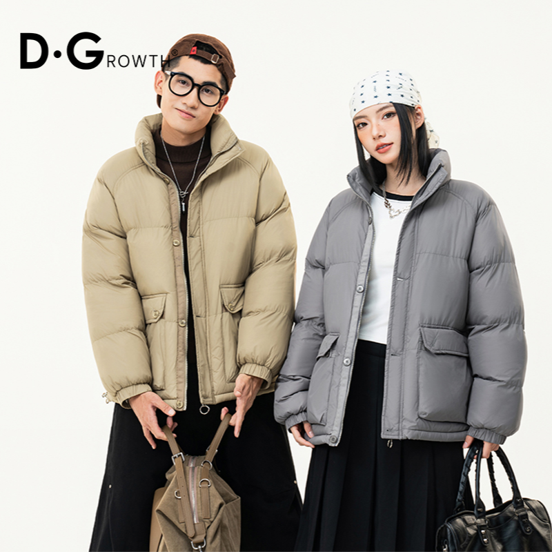 【D•G】美式纯色立领棉服冬季潮牌棉袄情侣款