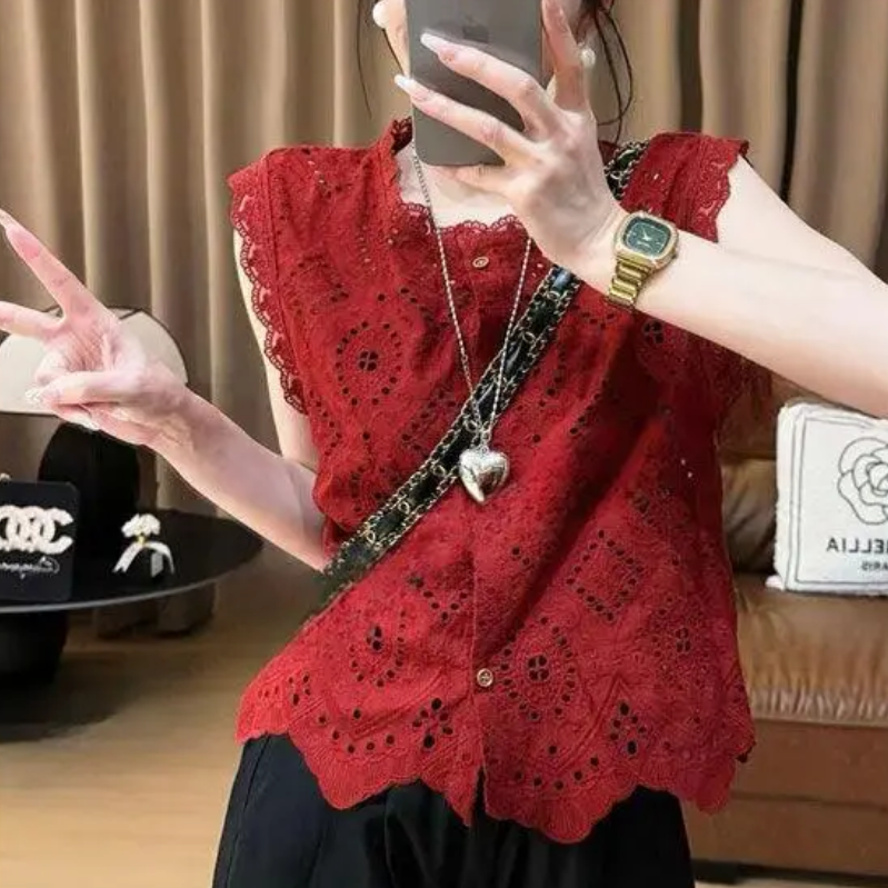 ZOZO-32558夏季新款女镂空减龄百搭背心