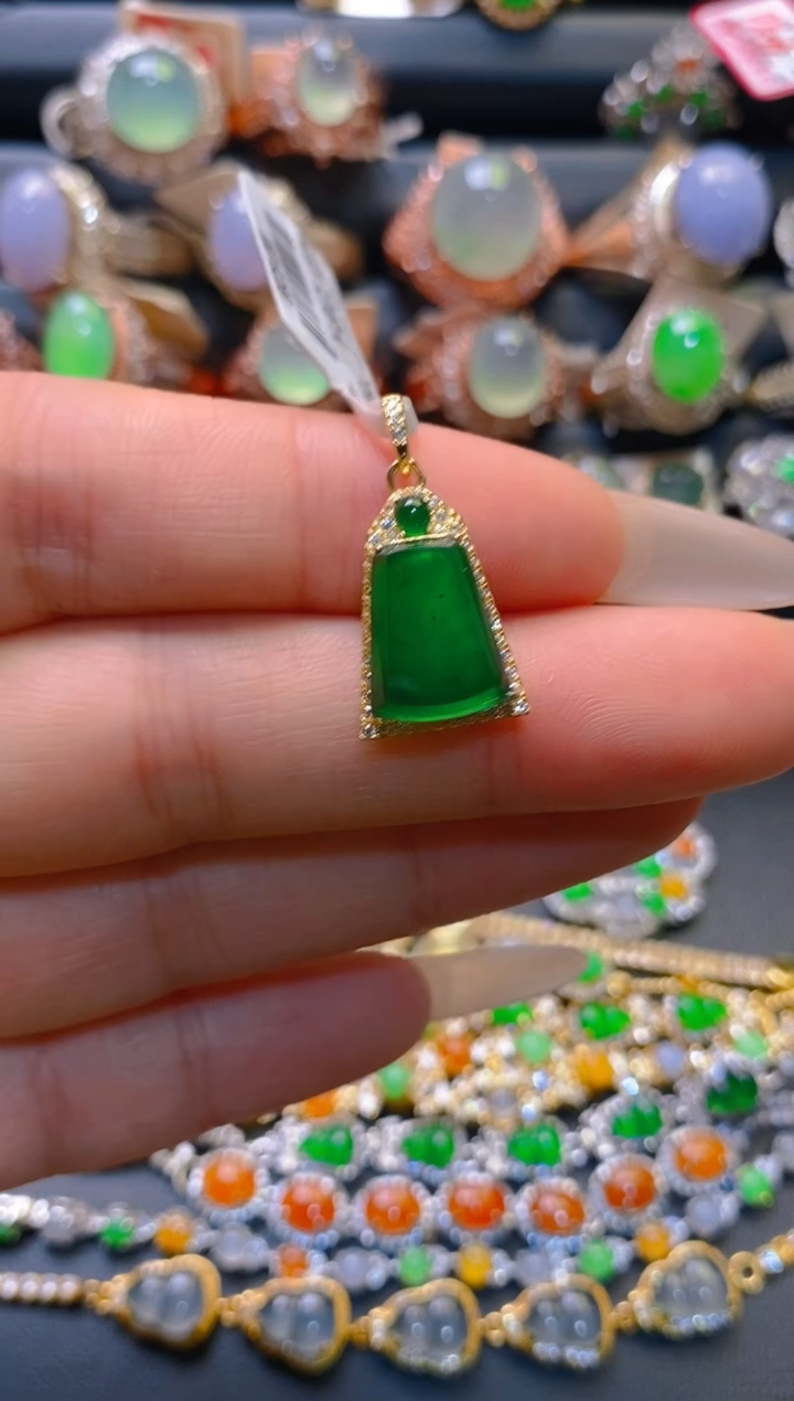 翡翠银S925镶嵌耳饰天然A货翡翠1