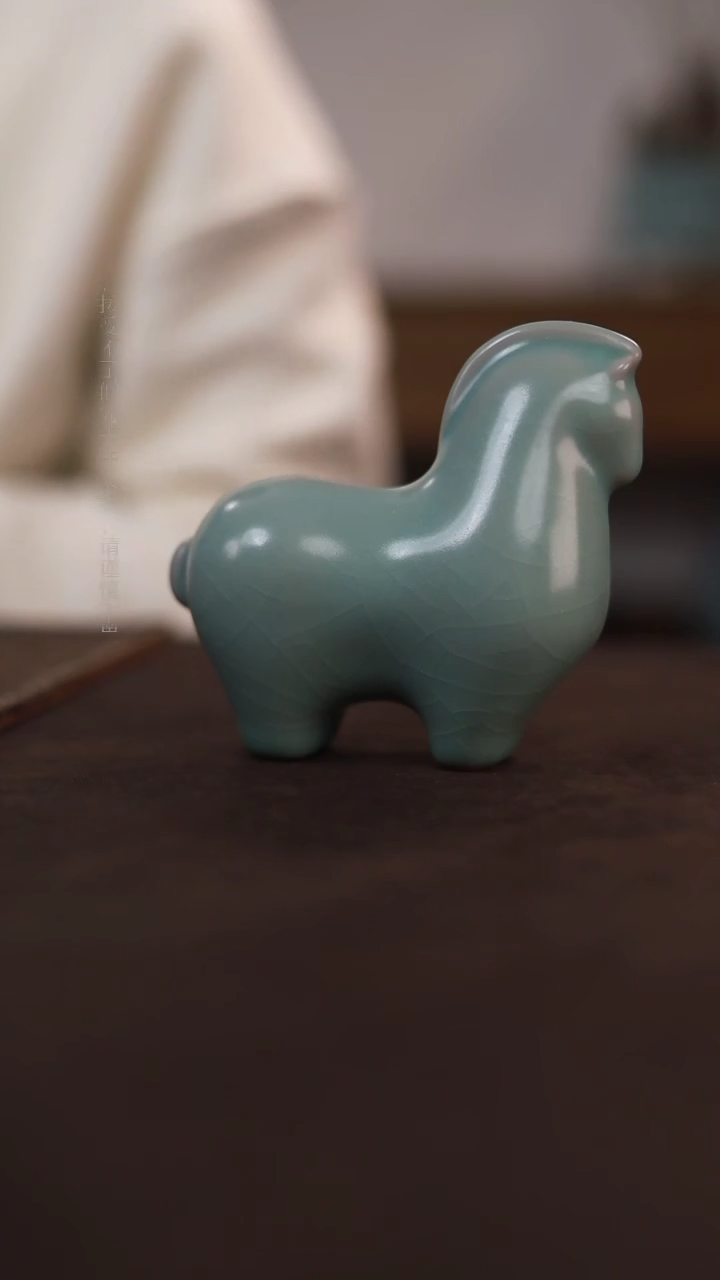 【闪购商品】杯一级品粉青仿古茶宠唐马
