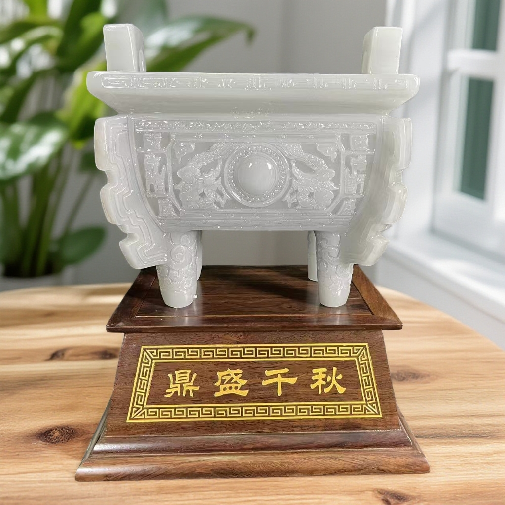 天然仿古雕四足鼎商务办公礼品摆件
