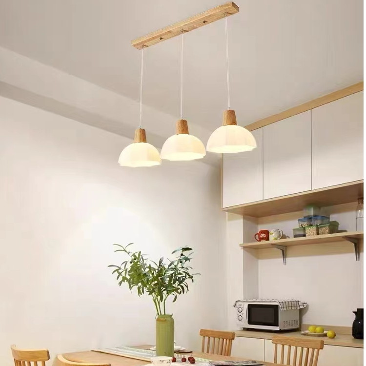 原木餐吊灯简约客厅家用个性长条餐厅书房长方形创意日式