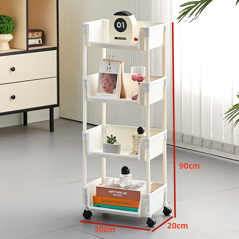 X4层置物架收纳储物架移动推车带轮子书立宿舍卧室客厅零食架