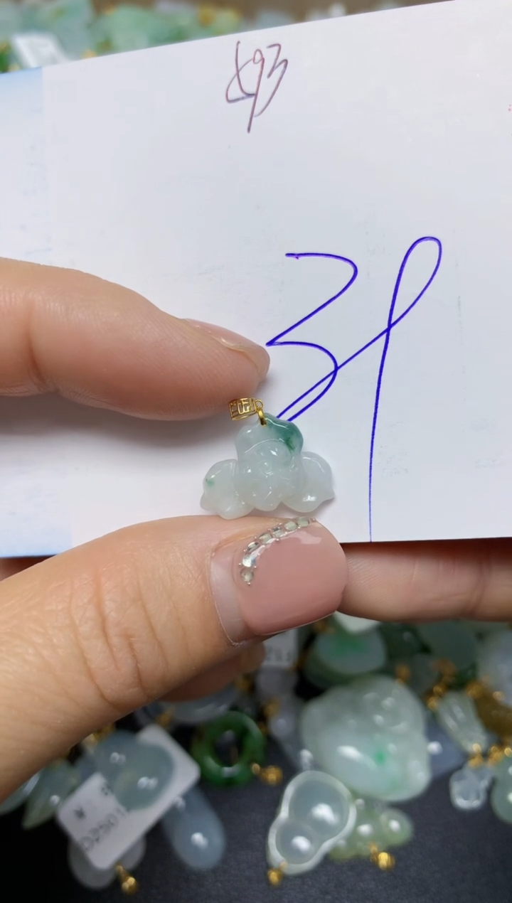 【闪购商品】翡翠挂件18K金镶嵌 天然翡翠A货1