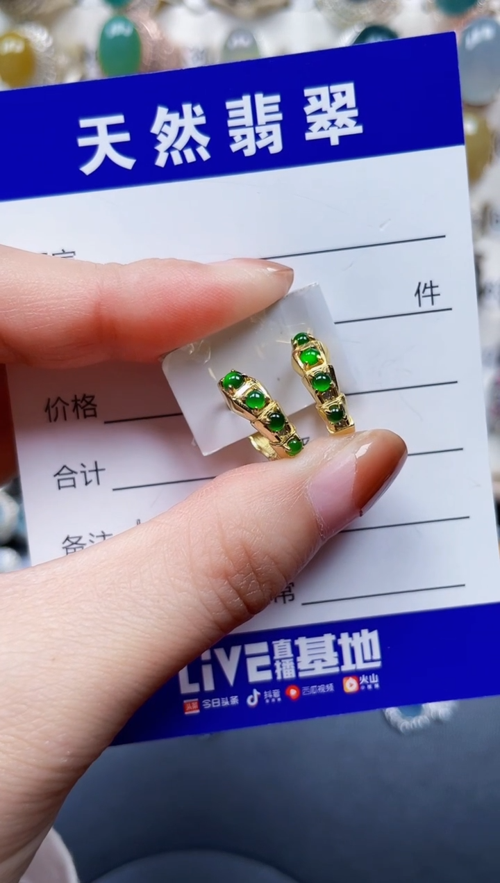 银S925镶嵌翡翠耳饰183