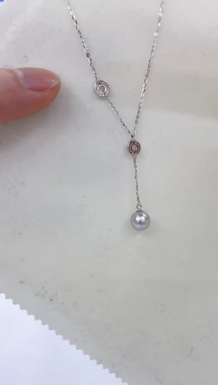 颈饰银S925镶嵌海水珍珠  