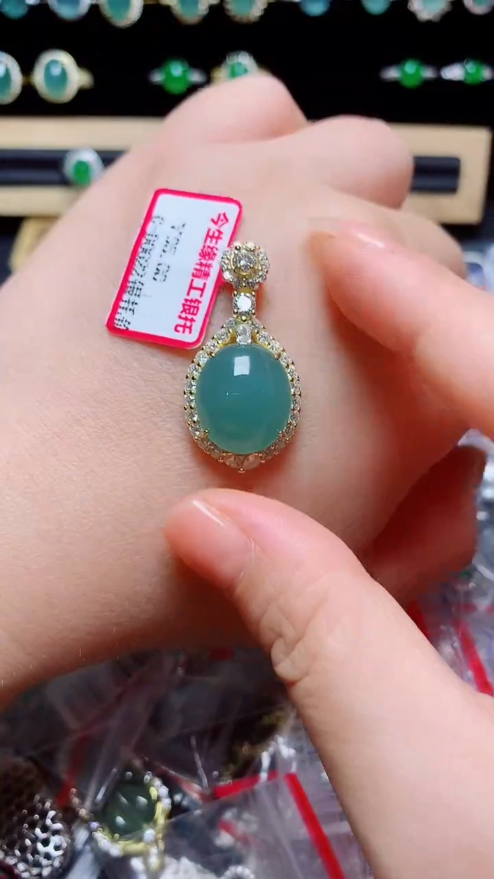 翡翠戒指银S925镶嵌天然翡翠A货s925银镶
