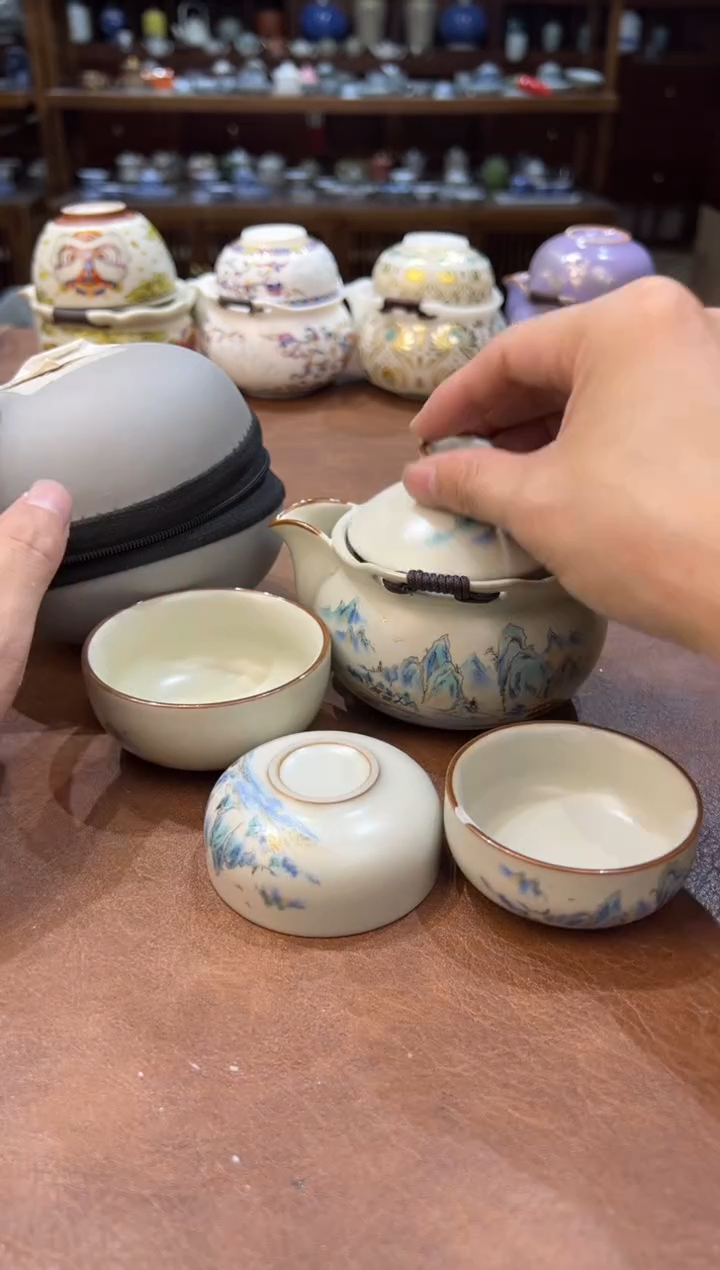 真的很便宜超好看会开片的旅行茶具