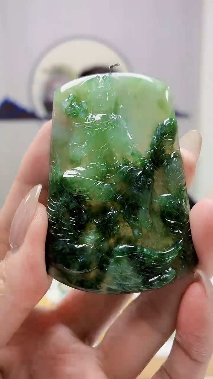 未镶嵌定制翡翠5160MM-毛货挂件87