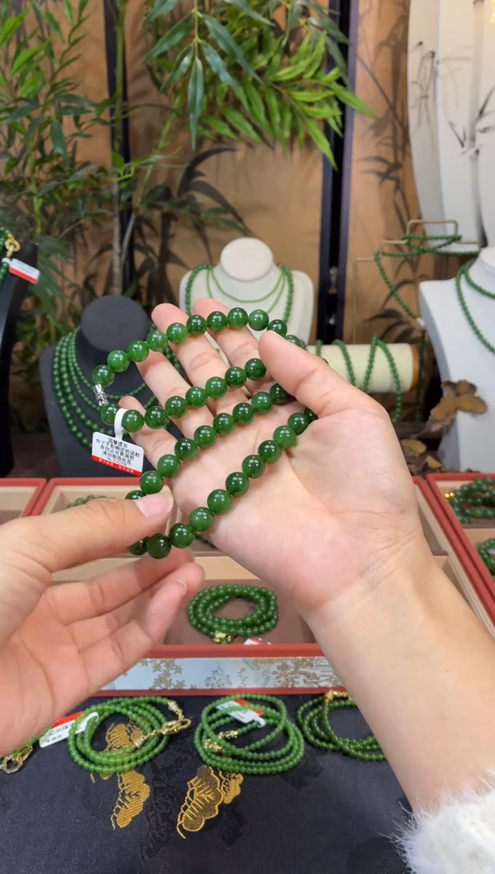 颈饰未镶嵌和田玉（碧玉）10菠菜微矿菠菜锁骨链