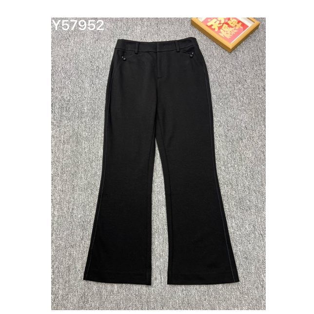 57952休闲裤微喇裤微喇叭时尚长裤直筒裤高腰黑色复古港风