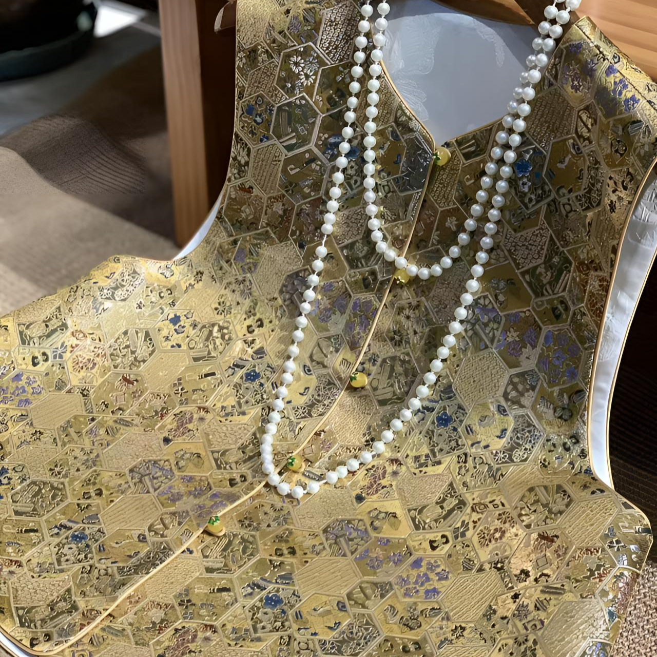 羽熹中式【流金溢彩】原创手工桑蚕丝宋锦国风马甲