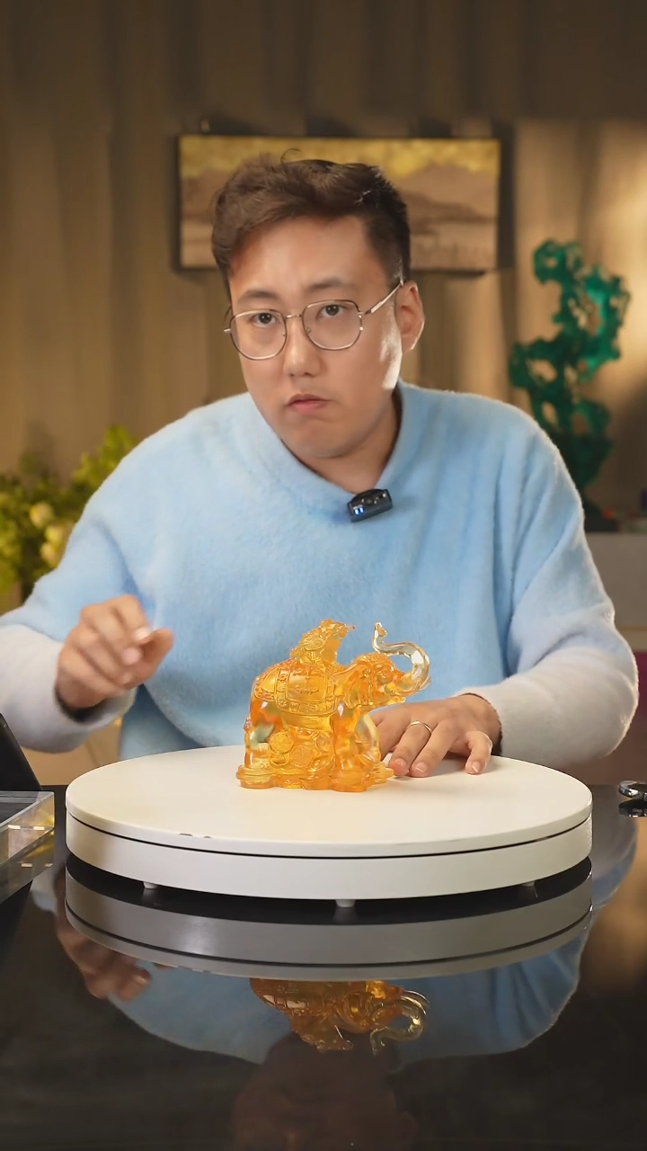 【闪购商品】雅致水晶琉璃 古法琉璃 好运连连象摆件