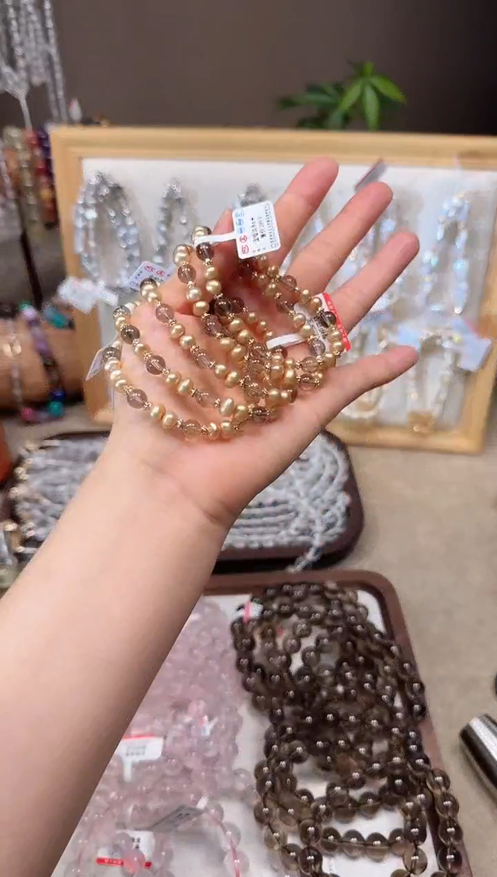 淡水珍珠手串未镶嵌金橙淡水