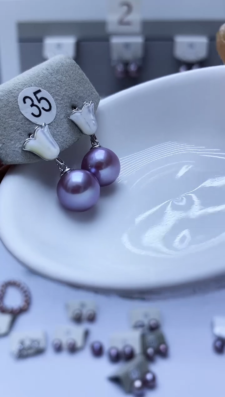 【闪购商品】淡水珍珠耳饰银S925镶嵌35