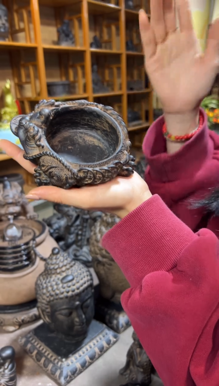 陶土【合成青石】金蟾盆