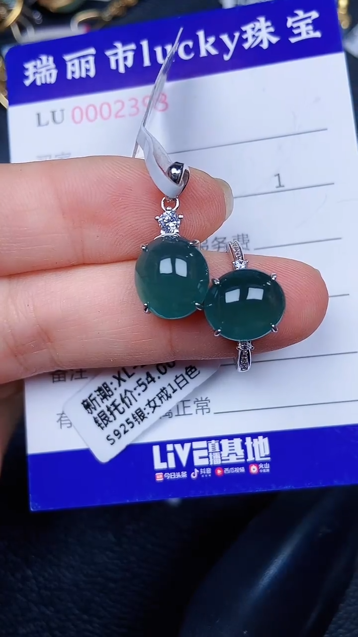 颈饰银S925镶嵌翡翠2398