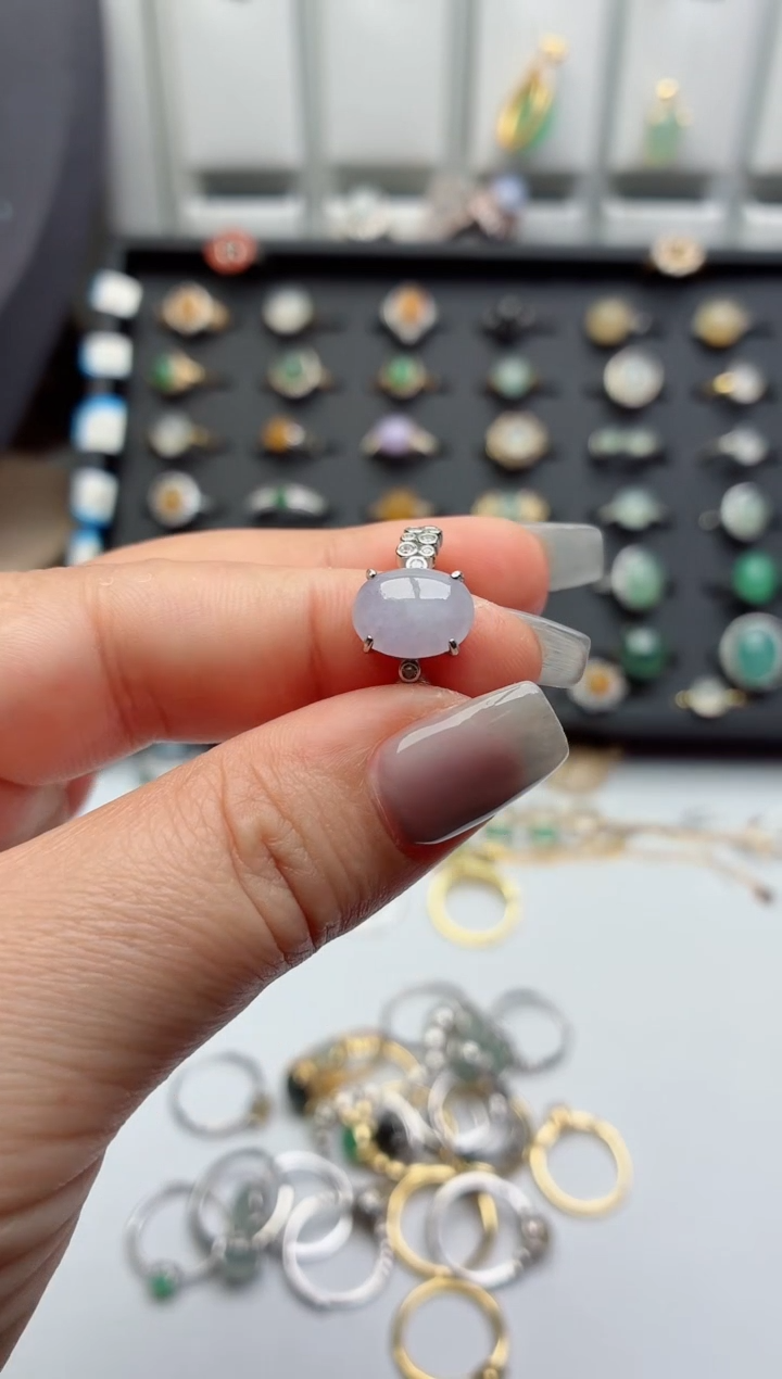 银S925镶嵌戒指翡翠我**人.